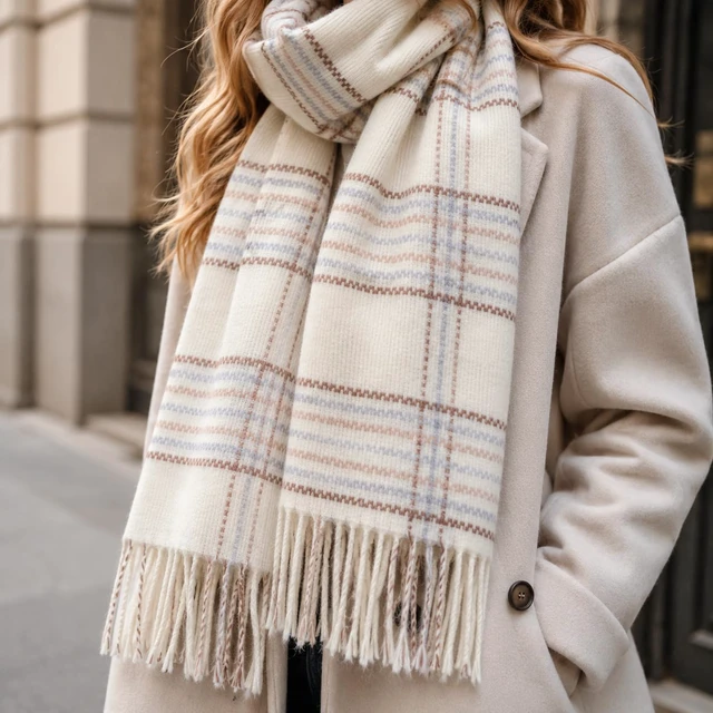 Alt view image 6 of 7 - Winter Plaid Scarf for Womens Oversized Soft Shawl Wrap with Tassel | Soft Cozy Fabric,Fall Winter Women Warm Chunky Shawl Wraps, Fashion Tartan Pattern, 78*27 in Oversized Fit