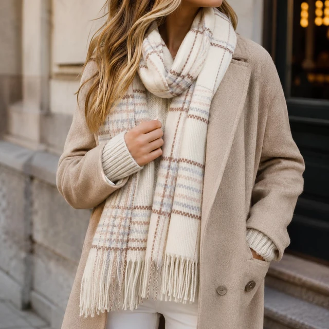 Alt view image 7 of 7 - Winter Plaid Scarf for Womens Oversized Soft Shawl Wrap with Tassel | Soft Cozy Fabric,Fall Winter Women Warm Chunky Shawl Wraps, Fashion Tartan Pattern, 78*27 in Oversized Fit