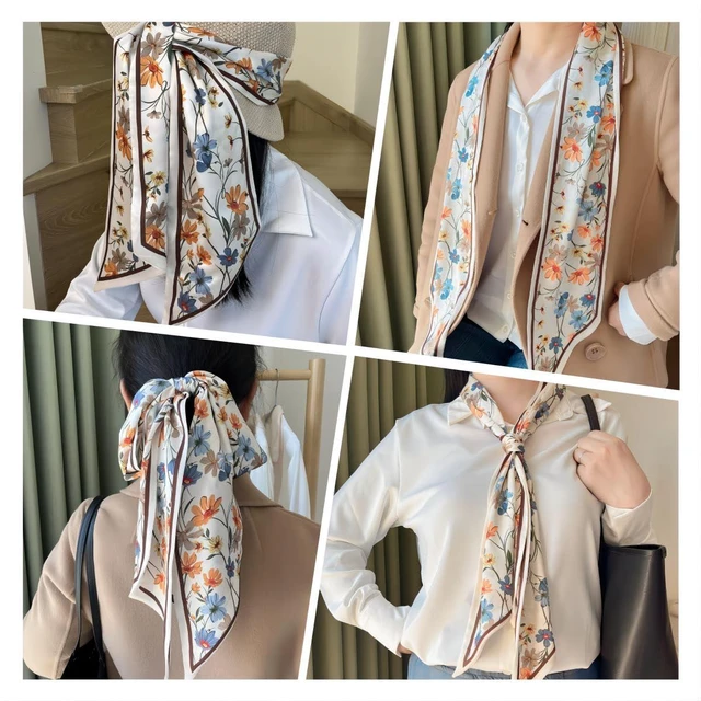 Alt view image 7 of 7 - Silk Head Scarf for Hair Fashion Headwrap for Women Lightweight Neck Tie