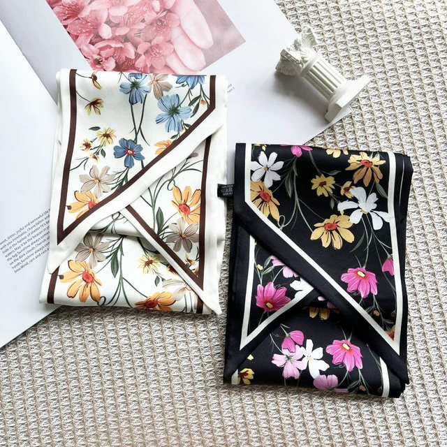 Alt view image 6 of 7 - Silk Head Scarf for Hair Fashion Headwrap for Women Lightweight Neck Tie