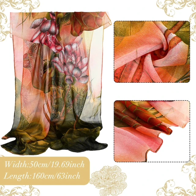Alt view image 2 of 7 - 6 Pcs Scarves for Women Lightweight Long Shawl Wraps | Floral Prints Scarf, Chiffon Fashion Scarves, Summer Beach Sunscreen Shawl, Breathable Thin Elegant Neck Wrap for Outdoors