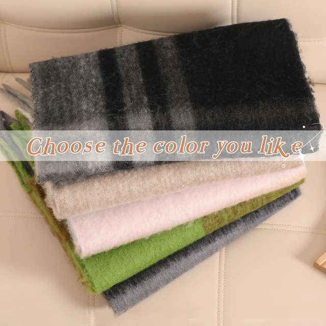 Alt view image 7 of 7 - Scarf for Women - Thick Oversized Checked Tassel Women's Mohair Winter Scarf, Large Scarves for Women Winter Wrap Shawl Cold Weather Ladies Gifts
