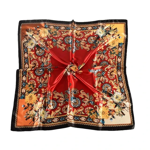 Alt view image 2 of 7 - 4Pcs Silk Head Scarves for Women Satin Hair Scarf 35Large Square Bandana Silk Like Neck Scarf Shawl Sleeping Headscarf(Red/Blue/White/Beige)