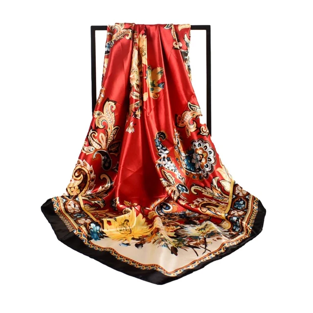 Alt view image 3 of 7 - 4Pcs Silk Head Scarves for Women Satin Hair Scarf 35Large Square Bandana Silk Like Neck Scarf Shawl Sleeping Headscarf(Red/Blue/White/Beige)