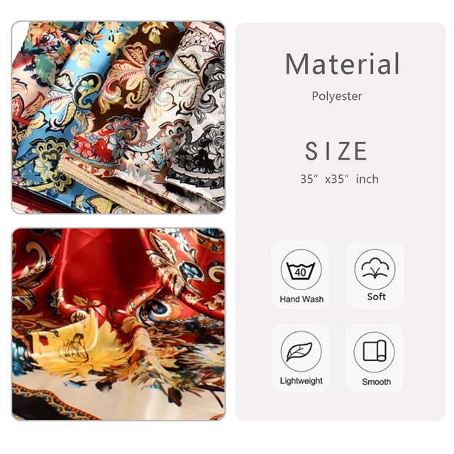 Alt view image 4 of 7 - 4Pcs Silk Head Scarves for Women Satin Hair Scarf 35Large Square Bandana Silk Like Neck Scarf Shawl Sleeping Headscarf(Red/Blue/White/Beige)