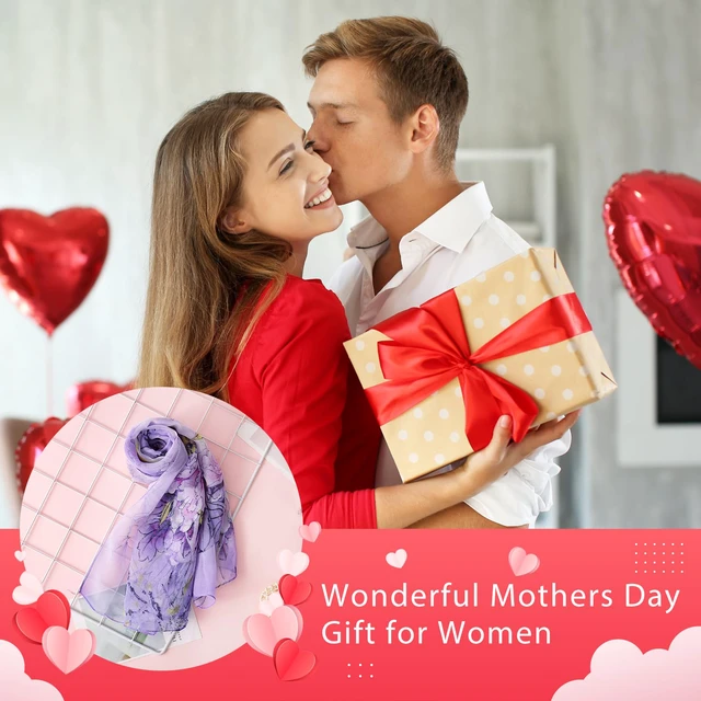 Alt view image 6 of 7 - Purple Floral Scarf for Women Lightweight Lavender Chiffon Scarves