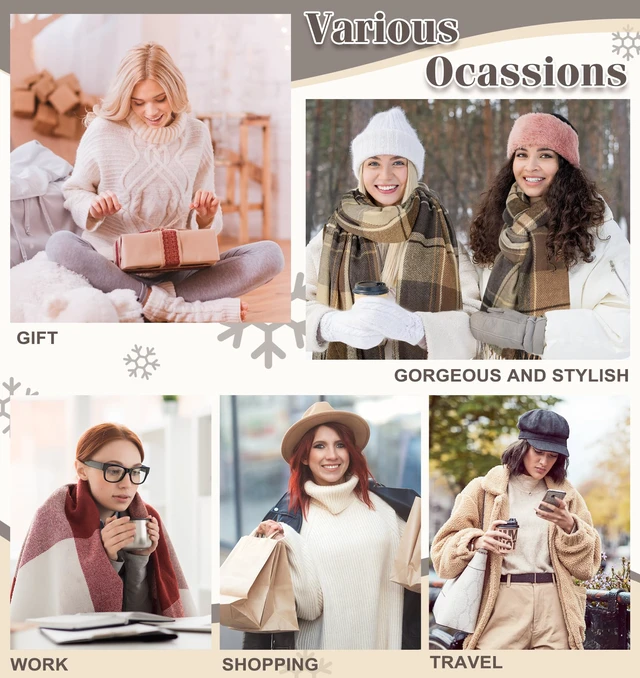 Alt view image 6 of 6 - Winter Scarf for Women Long Plaid Scarves Ladies Gifts | Warm Cashmere-Like Softness, Chic Plaid Design, Versatile Wrap Shawl, Oversized Blanket Scarf, Ideal Fall Winter Gift