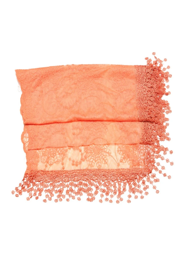 Alt view image 4 of 5 - Women's lightweight Feminine Lace teardrop fringe Vintage Mesh Crochet Tassel Scarf for Women