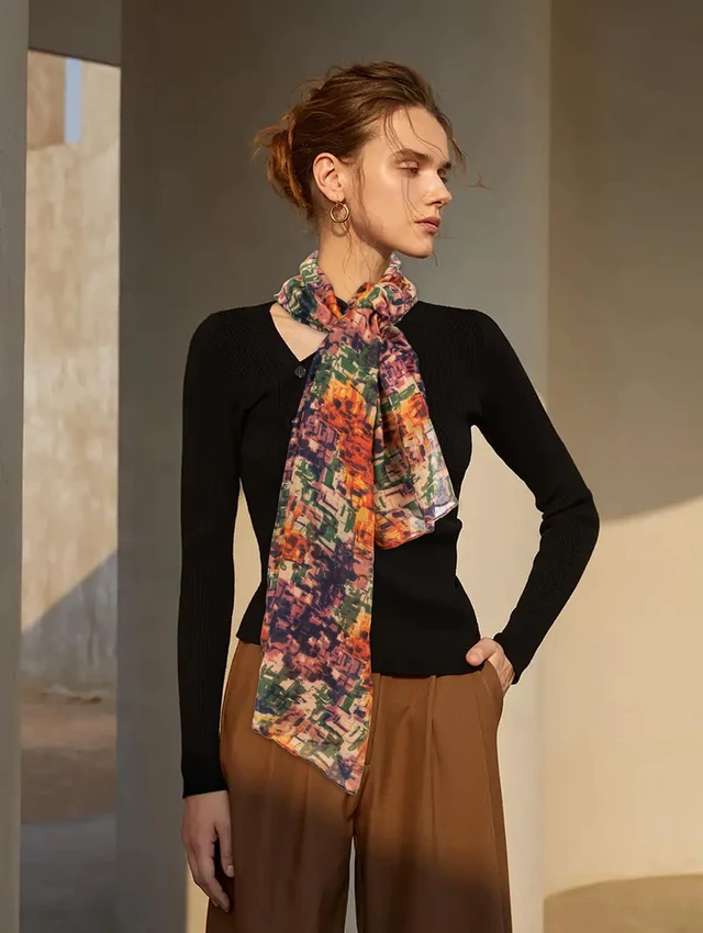 Alt view image 2 of 7 - Fashion Cotton Scarf for Women Lightweight - Soft Floral Print Shawl Wraps