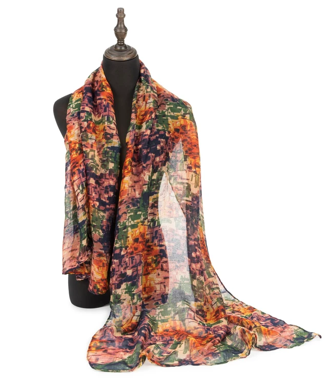 Alt view image 3 of 7 - Fashion Cotton Scarf for Women Lightweight - Soft Floral Print Shawl Wraps