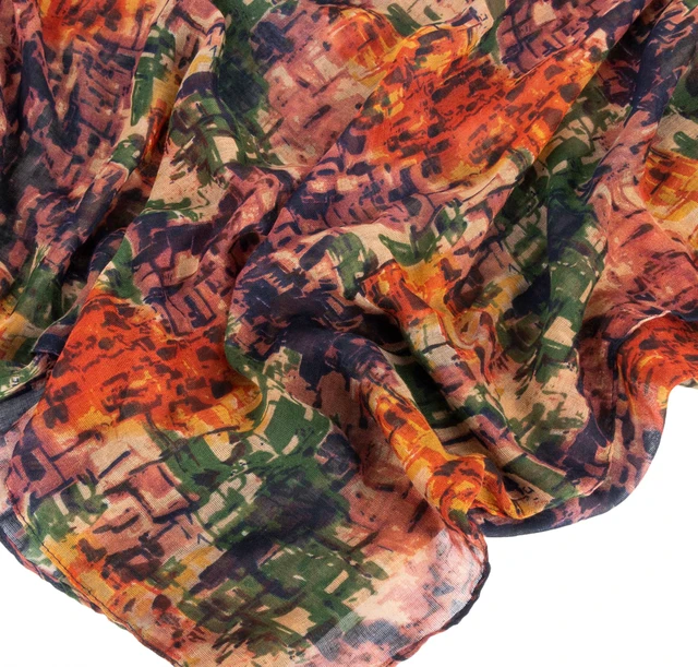 Alt view image 5 of 7 - Fashion Cotton Scarf for Women Lightweight - Soft Floral Print Shawl Wraps