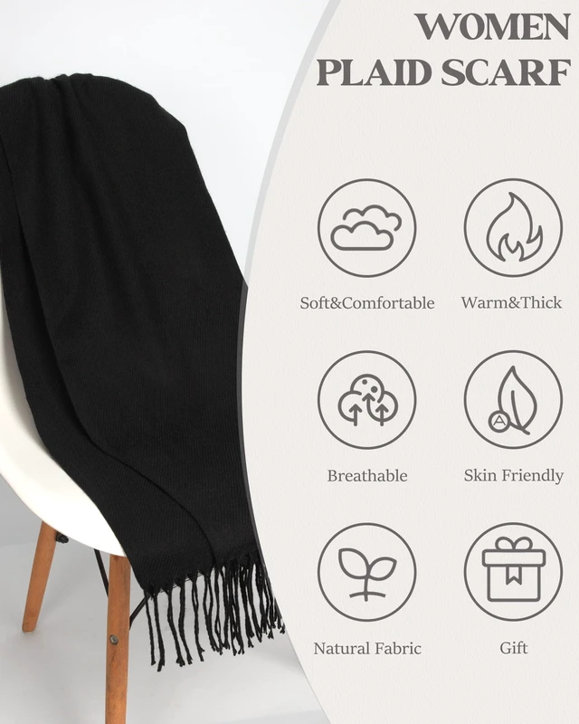 Alt view image 4 of 5 - Winter Scarf for Women Long Plaid Scarves Ladies Gifts | Warm Cashmere-Like Softness, Chic Plaid Design, Versatile Wrap Shawl, Oversized Blanket Scarf, Ideal Fall Winter Gift