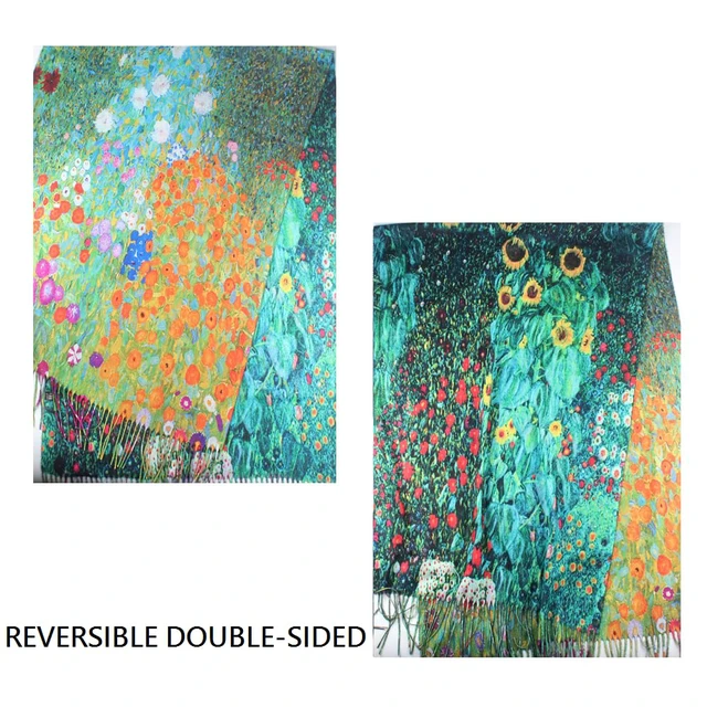 Alt view image 4 of 4 - Soft Cashmere Feel Scarf For Women Winter Warm Scarves Large Shawl Wrap Monet Van Gogh Art Print (R09)