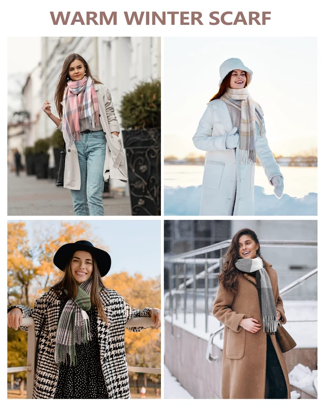 Alt view image 6 of 7 - Winter Scarfs for Women, Womens Scarf Fashion Scarf Plaid for Winter | 79" x 28", Long Blanket, Soft & Durable Scarf for Women Winter with Classic Plaid, Pink