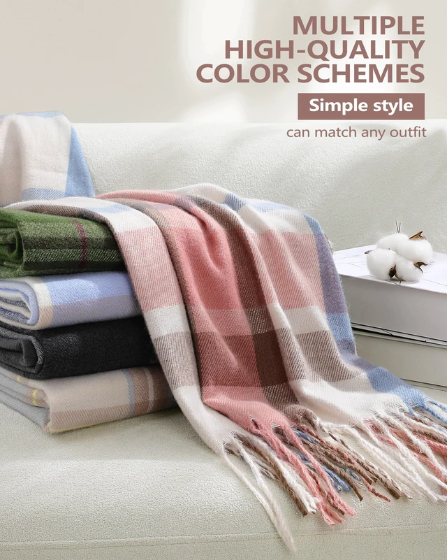 Alt view image 4 of 7 - Winter Scarfs for Women, Womens Scarf Fashion Scarf Plaid for Winter | 79" x 28", Long Blanket, Soft & Durable Scarf for Women Winter with Classic Plaid, Pink