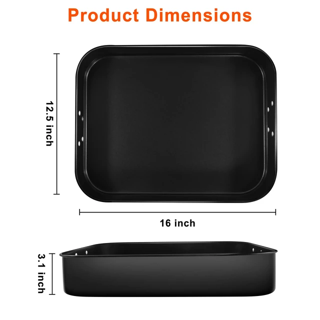 Alt view image 5 of 7 - Lasagna Pan Deep, Baking Pan for Oven, 16x12x3 Inch Baking Dishes for Oven, Roasting Pan Brownie Pan with Handles, Rectangle Cake Pans Sets for Baking, Deep Baking Pan, Nonstick Bakeware Set