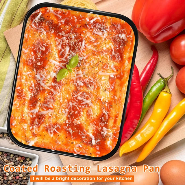 Alt view image 7 of 7 - Lasagna Pan Deep, Baking Pan for Oven, 16x12x3 Inch Baking Dishes for Oven, Roasting Pan Brownie Pan with Handles, Rectangle Cake Pans Sets for Baking, Deep Baking Pan, Nonstick Bakeware Set
