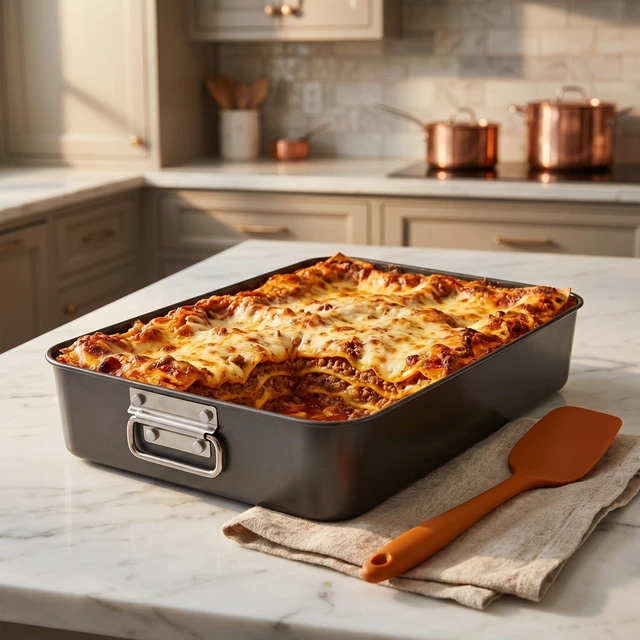 Alt view image 5 of 7 - Lasagna Pan 3 Inch Deep, 16 x 11.5 Inch Large Baking Pan Casserole Dishes for Oven, Non-Stick Baking Dishes Roasting Pan Brownies Pan for Thanksgiving, Christmas, Housewarming Gifts - Dishwasher Safe