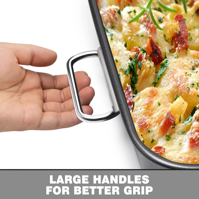 Alt view image 3 of 7 - Lasagna Pan with Handles, 15x10x3 Inch Bakeware for Oven, Nonstick Rectangular Roasting Pan, Deep Baking Dish for Cake and Brownie, Heavy Duty