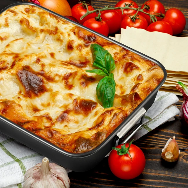 Alt view image 6 of 7 - Lasagna Pan with Handles, 15x10x3 Inch Bakeware for Oven, Nonstick Rectangular Roasting Pan, Deep Baking Dish for Cake and Brownie, Heavy Duty