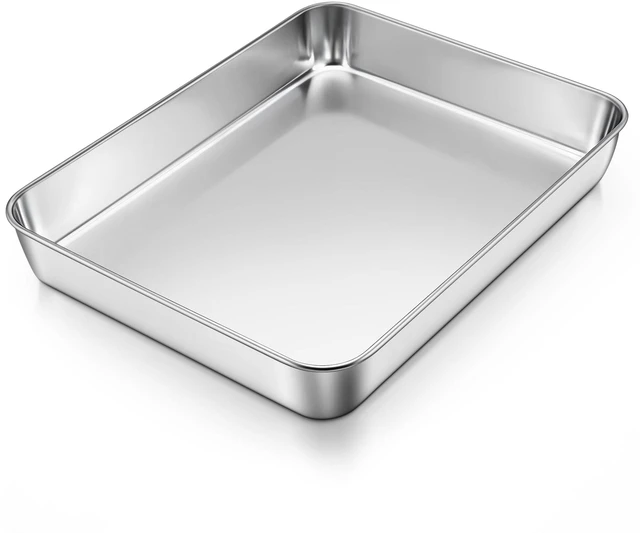Main image of Lasagna Pan, Stainless Steel Rectangular Cake Baking Pan, 12x9¾x2" | Metal Bakeware Oven Tray Sheet Cake Pan for Brownie Casserole, No-Toxic & Heavy Duty, Rust-Resistance & Dishwasher Safe