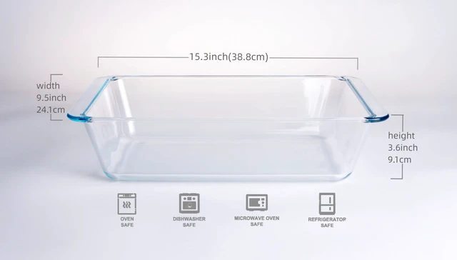 Alt view image 2 of 4 - Deep Clear Glass Baking Dish, Rectangular Tempered Glass Baking Pan, The Largest casserole dish. -5.4 Liter