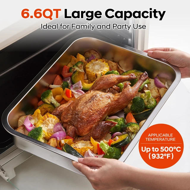 Alt view image 4 of 7 - Lasagna Pan with Lid, 15.5x11.6x2.7 Inch Large Stainless Steel Nonstick Lasagna Baking Roasting Dishes Pan for Oven(L, 1 Pack)