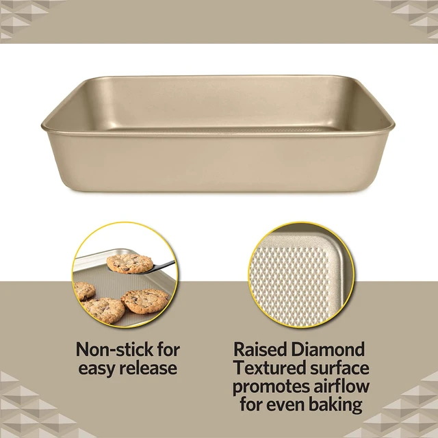 Alt view image 3 of 6 - Baking Pan Nonstick - Oblong Metal Dish for Cake and Lasagna - Heavy Duty Carbon Steel Bakeware, Large