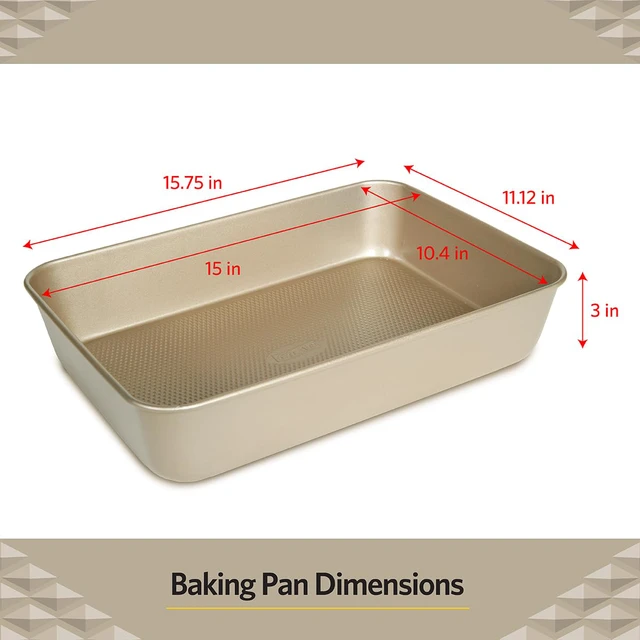 Alt view image 2 of 6 - Baking Pan Nonstick - Oblong Metal Dish for Cake and Lasagna - Heavy Duty Carbon Steel Bakeware, Large