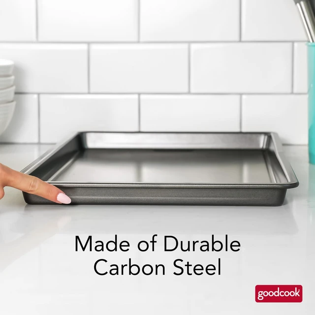Alt view image 5 of 7 - PRO Large Baking Sheet Pan Nonstick Warp & Scratch-Resistant Dishwasher-Safe Carbon Steel Construction for Even Baking Oven Safe to 480°F, 11 x 17-Inch, Gray