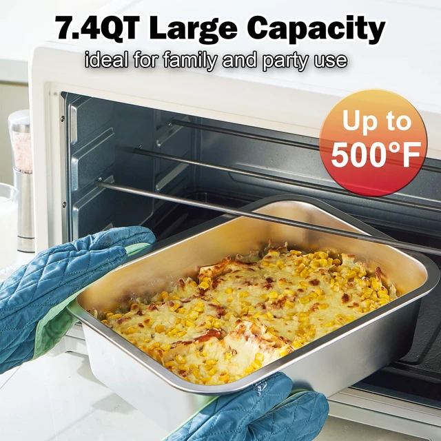 Alt view image 4 of 7 - 4 Inch Extra Deep Lasagna Baking Pan with Lid, 11x14 Inch 7.4QT Large Stainless Steel Nonstick Lasagna Baking Roasting Pans Casserole Dishes for Oven with Lids(M, 1 Pack)