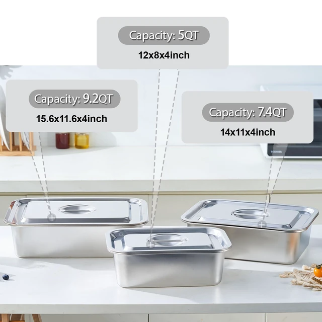 Alt view image 7 of 7 - 4 Inch Extra Deep Lasagna Baking Pan with Lid, 11x14 Inch 7.4QT Large Stainless Steel Nonstick Lasagna Baking Roasting Pans Casserole Dishes for Oven with Lids(M, 1 Pack)
