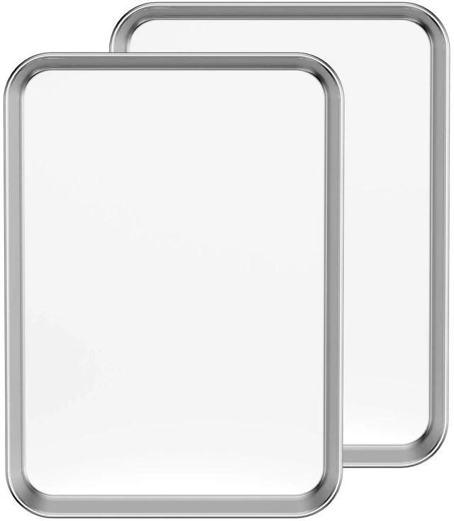 Main image of Baking Sheet Set of 2, 18 inch Commercial Grade Stainless Steel Baking Pan, Professional Bakeware Oven Tray, Healthy & Non-toxic, Rust Free & Mirror Finish, Easy Clean & Dishwasher Safe