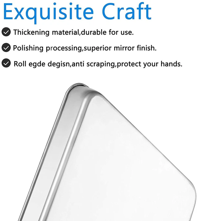 Alt view image 2 of 7 - Baking Sheet Set of 2, 18 inch Commercial Grade Stainless Steel Baking Pan, Professional Bakeware Oven Tray, Healthy & Non-toxic, Rust Free & Mirror Finish, Easy Clean & Dishwasher Safe