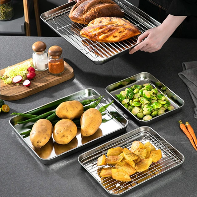 Alt view image 5 of 7 - Baking Sheet Set of 2, 18 inch Commercial Grade Stainless Steel Baking Pan, Professional Bakeware Oven Tray, Healthy & Non-toxic, Rust Free & Mirror Finish, Easy Clean & Dishwasher Safe
