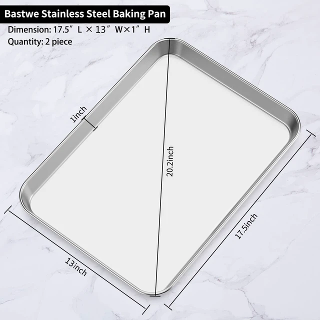 Alt view image 7 of 7 - Baking Sheet Set of 2, 18 inch Commercial Grade Stainless Steel Baking Pan, Professional Bakeware Oven Tray, Healthy & Non-toxic, Rust Free & Mirror Finish, Easy Clean & Dishwasher Safe