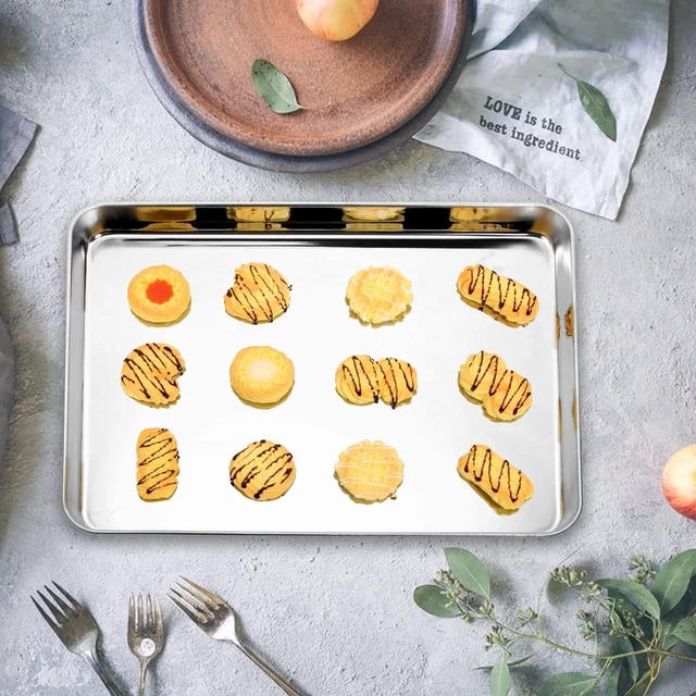 Alt view image 6 of 7 - Baking Sheet Set of 2, 18 inch Commercial Grade Stainless Steel Baking Pan, Professional Bakeware Oven Tray, Healthy & Non-toxic, Rust Free & Mirror Finish, Easy Clean & Dishwasher Safe