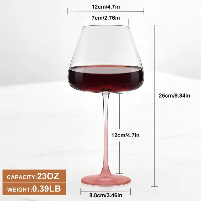 Alt view image 2 of 7 - Pink Wine Glasses Set of 2, 23oz Classic Stemmed Burgundy Glasses