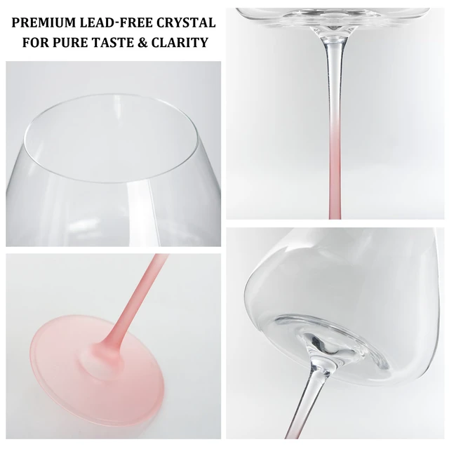Alt view image 3 of 7 - Pink Wine Glasses Set of 2, 23oz Classic Stemmed Burgundy Glasses
