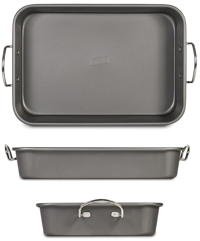 Alt view image 3 of 6 - Roasting Pan Nonstick 11x15 - Heavy Duty Metal Bakeware Dish with Rack - Large Oven Roaster Tray for Baking Turkey, Chicken, and Veggies