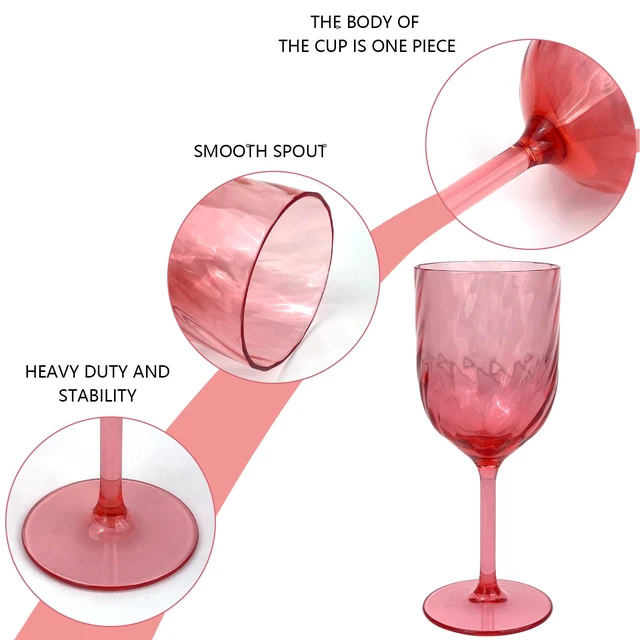 Alt view image 3 of 6 - Set of 6 Unbreakable 15 oz Acrylic Plastic Wine and Water Tumbler Stackable Goblets. (Red, 15 oz)