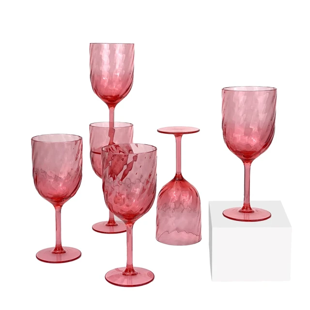 Alt view image 5 of 6 - Set of 6 Unbreakable 15 oz Acrylic Plastic Wine and Water Tumbler Stackable Goblets. (Red, 15 oz)