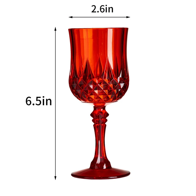 Alt view image 6 of 6 - 12 Pcs Red Plastic Wine Glasses, Plastic Water Goblets for Parties, Stemmed Drinking Glasses for Wedding Reception, Grand Event Party Bar Supplies Reusable Drinking Cups