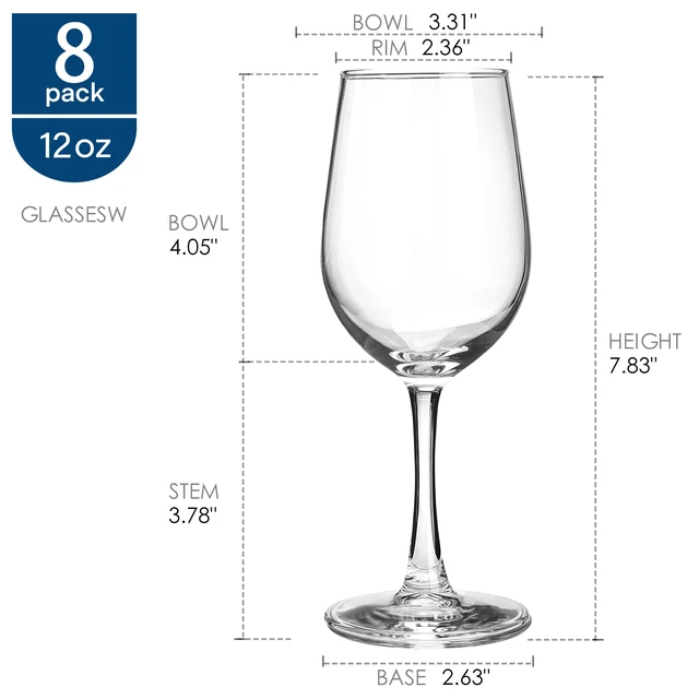 Alt view image 2 of 5 - Wine Glasses Set of 8, 12 Ounce Wine Glasses for white or red wine, All Purposed Wine Glass for Any Occasions