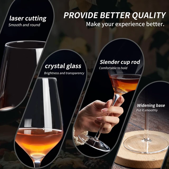 Alt view image 5 of 7 - Long Stem Crystal Bordeaux Red Wine Glasses Set of 2,Large 20 Oz, Hand Blown,Lead-Free, Clear, Crystal Wine Glass, Gift Box,-Perfect present for any Occasion,Gift for Men,Women