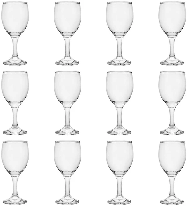 Main image of HEIGHT 5.6 Inches 120ML 4 Ounce - Set of 12 Classic Red Small Wine Glasses Durable Clear White Lead-free Glass Cup For Party (Glass, 12Pcs4OZ)