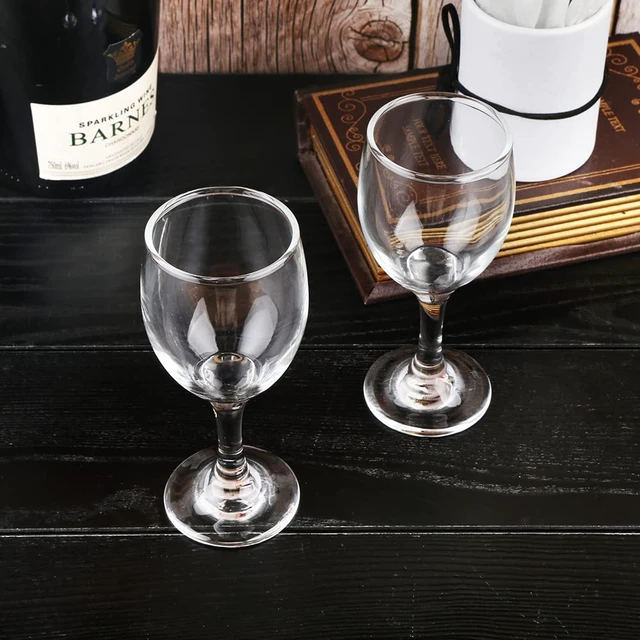Alt view image 3 of 6 - HEIGHT 5.6 Inches 120ML 4 Ounce - Set of 12 Classic Red Small Wine Glasses Durable Clear White Lead-free Glass Cup For Party (Glass, 12Pcs4OZ)
