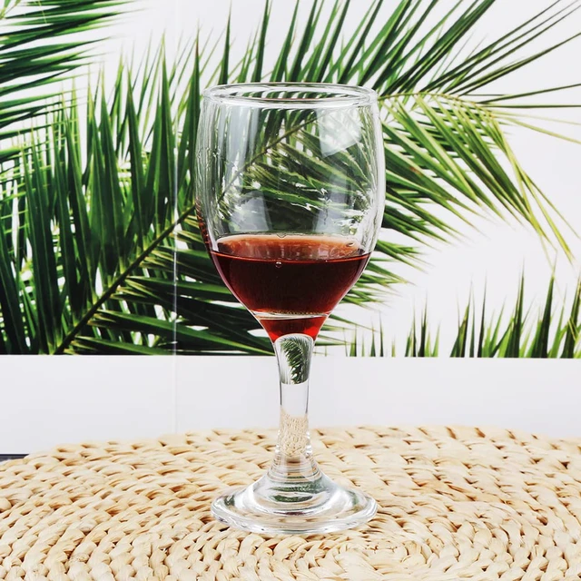 Alt view image 4 of 6 - HEIGHT 5.6 Inches 120ML 4 Ounce - Set of 12 Classic Red Small Wine Glasses Durable Clear White Lead-free Glass Cup For Party (Glass, 12Pcs4OZ)