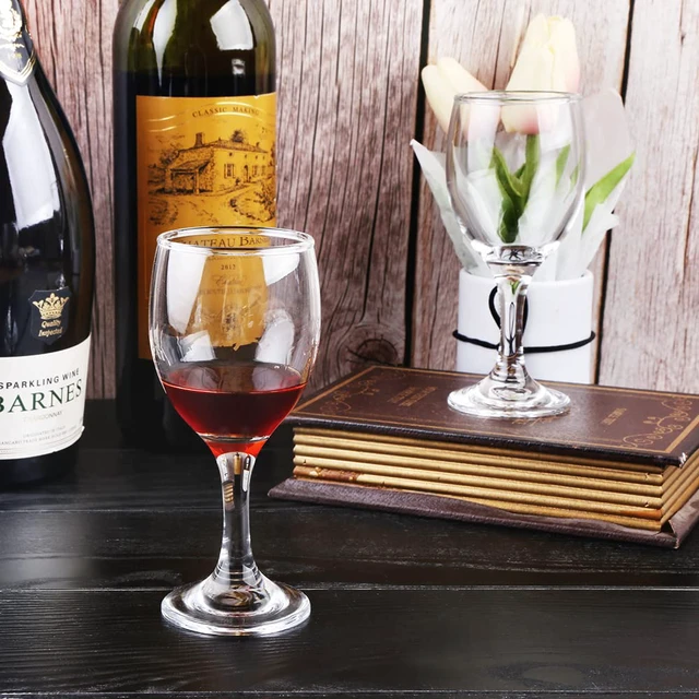 Alt view image 5 of 6 - HEIGHT 5.6 Inches 120ML 4 Ounce - Set of 12 Classic Red Small Wine Glasses Durable Clear White Lead-free Glass Cup For Party (Glass, 12Pcs4OZ)