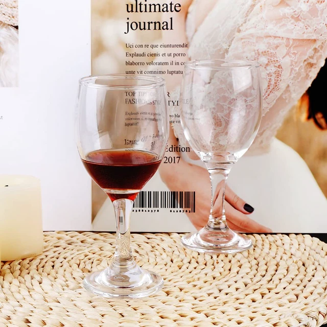 Alt view image 6 of 6 - HEIGHT 5.6 Inches 120ML 4 Ounce - Set of 12 Classic Red Small Wine Glasses Durable Clear White Lead-free Glass Cup For Party (Glass, 12Pcs4OZ)